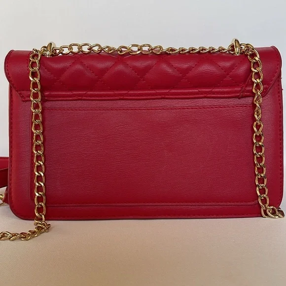 LIKE NEW RED BADGLEY MISCHKA GOLD STUDDED QUILTED CROSSBODY OR SHOULDER BAG - Picture 7 of 12